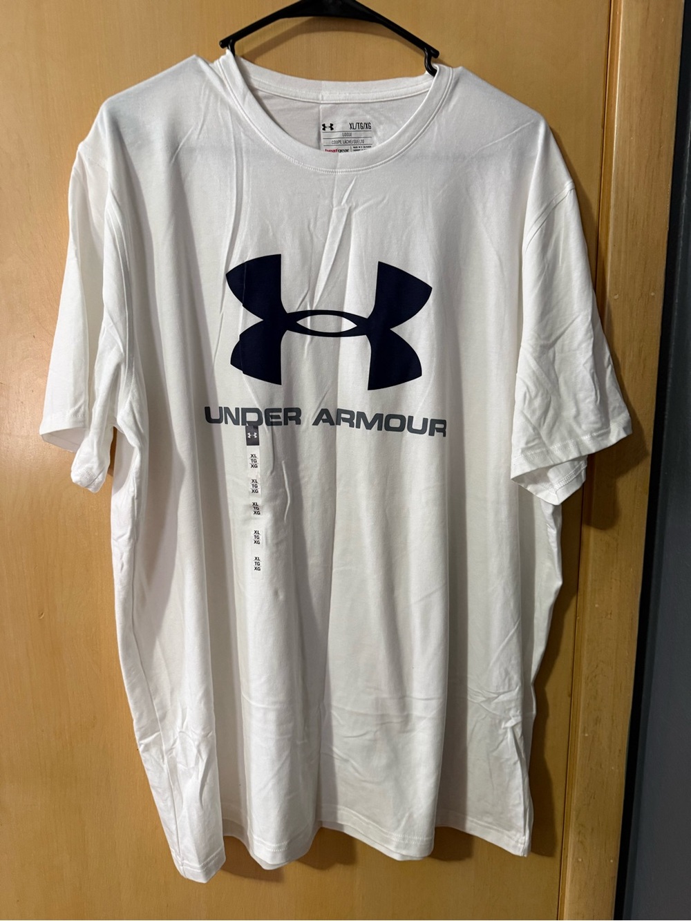 Under Armour White Short Sleeve Tee with Navy Logo